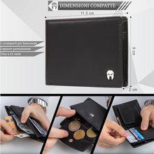 Carica l'immagine nel visualizzatore di Gallery, SPARTANO Portafoglio Uomo con Protezione RFID, 11 Slot per Carte Credito, 1 Tasca Portamonete, 2 Scomparti Banconote, 3 Tasche interne - ZEUS (Nero)