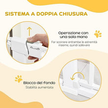 Carica l'immagine nel visualizzatore di Gallery, PawHut Cancelletto per Cani Estensibile con Porta a Chiusura Automatica, in Metallo e ABS, 75-131x76 cm, Bianco