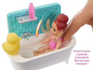 Barbie Bambola Skipper Caucasica Babysitter con Vasca da Bagno, Bambina Che... - Ilgrandebazar