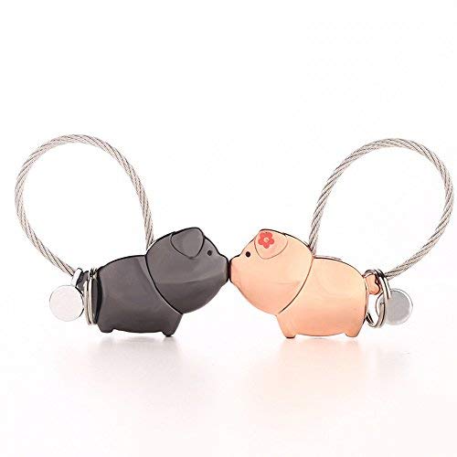 Joykey Portachiavi coppia 1 Paio con Bocca Nero,oro Rosa - Ilgrandebazar