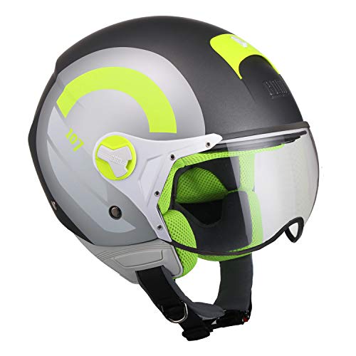 CGM Casco demi jet 107R TAORMINA Titanium Medium, giallo fluo opaco