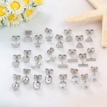 Carica l&#39;immagine nel visualizzatore di Gallery, Sailimue12 Pairs Orecchini in Acciaio Inossidabile Set per Donna Tono Argento