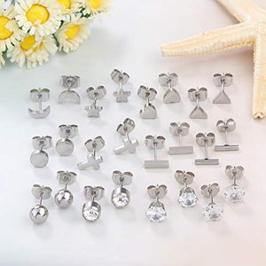 Sailimue12 Pairs Orecchini in Acciaio Inossidabile Set per Donna Tono Argento