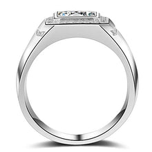 Carica l&#39;immagine nel visualizzatore di Gallery, ENYU Uomo Argento Anelli Princess Cubica Zircone Tono -Anniversario di 22 - Ilgrandebazar