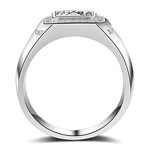ENYU Uomo Argento Anelli Princess Cubica Zircone Tono -Anniversario di 22 - Ilgrandebazar