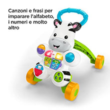 Carica l&#39;immagine nel visualizzatore di Gallery, Fisher-Price - Zebra Primi Passi Spingibile, Giocattolo Elettronico Educativo con Musica e Suoni, per Camminare, per Bambini di 6+ Mesi, HBB66, Imballaggio Sostenibile