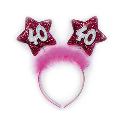 CERCHIETTO 40 ANNI STELLE FUXIA Gadget idea regalo scherzo per festa... - Ilgrandebazar
