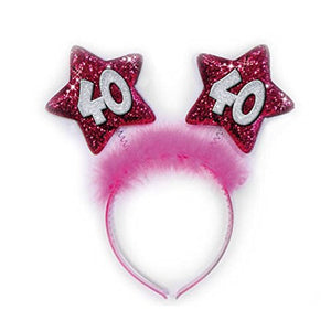CERCHIETTO 40 ANNI STELLE FUXIA Gadget idea regalo scherzo per festa... - Ilgrandebazar