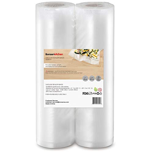 Bonsenkitchen Sacchetti per Sottovuoto, 2 rotoli 28 x 2 Rotoli 28 x 600 cm - Ilgrandebazar