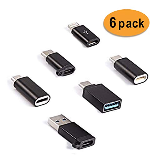 USB-C a USB 3.0 adattatore [6-pack],FDG tipo C (maschio) a USB-C-Black