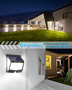 SEZAC Luce Solare Led Esterno【6 Pezzi /3 Modalità】 Illuminazione a 270°Luci Solari Esterno con Sensore di Movimento, IP65 Impermeabile Lampada Solare da Esterno per Giardino, Patio e Garage