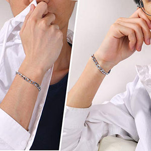PROSTEEL Bracciale Uomo a Catena Cubana Semplice, Braccialetto 6 Mm - Argento - Ilgrandebazar