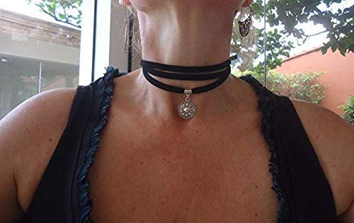 MANDALA SUEDE CHOKER - collare nero involucro - Ilgrandebazar