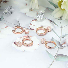 Carica l&#39;immagine nel visualizzatore di Gallery, Adramata Set di 4 Orecchini a cerchio pendenti da donna Oro Rosa - Ilgrandebazar