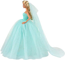 Carica l&#39;immagine nel visualizzatore di Gallery, Miunana Abito Vestito da Sposa Grande Lussuoso Spalle Scoperte + Velo per... - Ilgrandebazar