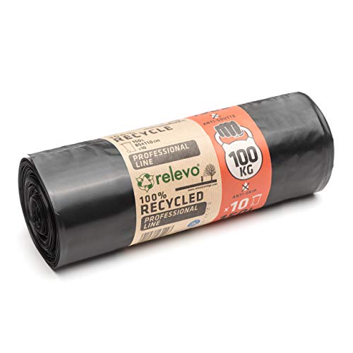 Sacchi Della Spazzatura Extra Resistenti 120 Litri - 100 Pezzi, 70x110 Cm, In Materiale Riciclato 100%