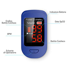 Carica l'immagine nel visualizzatore di Gallery, AGPTEK Saturimetro da dito Professionale Pulsossimetro Digitale Ossimetro Portatile con Display OLED per Frequenza Del Polso e La Saturazione di Ossigeno SpO2 e Cardiofrequenzimetro,Blu Oximeter