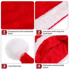 Carica l'immagine nel visualizzatore di Gallery, KONVINIT Cappello Natale,Cappello Babbo Natale Adulti,Cappello Babbo Natale Lungo,Cappello Babbo Natale Peluche per uomo e donna
