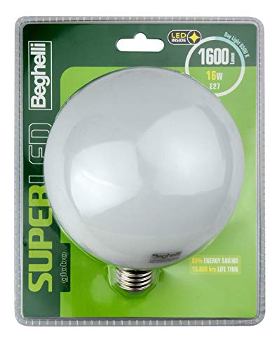 Beghelli Superled Globo Lampadina LED, E27, 16W, Luce Fredda, 6500°K, Bianca... - Ilgrandebazar