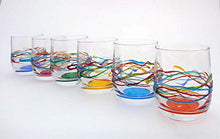 Carica l&#39;immagine nel visualizzatore di Gallery, Set di 6 Bicchieri acqua cl. 27 Jazz multicolore in vetro dipinti a mano... - Ilgrandebazar