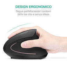 Carica l&#39;immagine nel visualizzatore di Gallery, GHB Mouse Verticale Wireless Ergonomico Ricaricabile 6-Tasti Nero