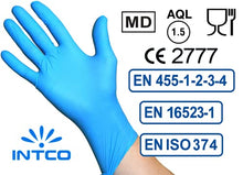 Carica l&#39;immagine nel visualizzatore di Gallery, intco medical 100 guanti in Nitrile M senza polvere, senza lattice, ipoallergenici, certificati CE conforme alla norma EN455 guanti per alimenti guanti medici monouso