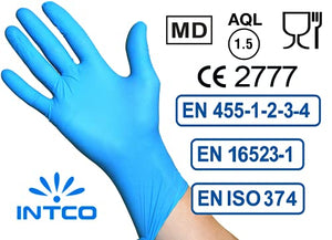 INTCO Guanti In Nitrile Medicali E Industriali – Senza Polvere, Senza Lattice, Confezione Da 100