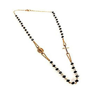 COLLANA GIROCOLLO ROSARIO IN ARGENTO 925% BAGNATO ORO ROSA E PERLINE NERE... - Ilgrandebazar