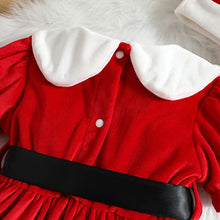 Carica l'immagine nel visualizzatore di Gallery, Loalirando Completo Bambina Invernale Abito di Natale Bambina Neonata Natalizio Vestiti Bambina Invernali con Cintura+Cappello di Natale per Bambini (Rosso, 6-12 Mesi)