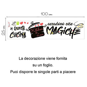 Adesivi Murali Cucina in questa cucina accadono cose magiche Frasi scritte italiano wall stickers kitchen decorazione casa adesivi da parete adesivo muro citazioni decorazioni da muro Stickerdesign