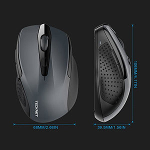 TECKNET Mouse Bluetooth Wireless per Windows e Mac, 2600DPI, Grey