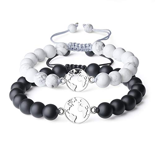 COAI Coppia Bracciali della Distanza 'Ovunque, Non Importa Dove' Mappamondo