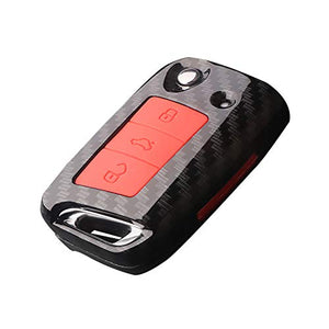 Happyit, guscio in fibra di carbonio+cover portachiavi Nero B+ rosso