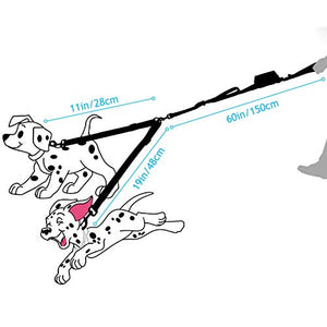 YOUTHINK Doppio Guinzaglio per Cani,Guinzaglio Due Cani Grandi nero - Ilgrandebazar