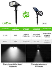 Carica l&#39;immagine nel visualizzatore di Gallery, LITOM 12 LED Luci Solari da Esterno, IP67 Faretti a Paesaggio 2 pezzi
