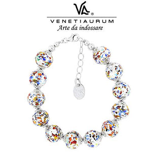 Venetiaurum - Bracciale Donna Con Perle 12mm In Vetro Originale Di Murano E...
