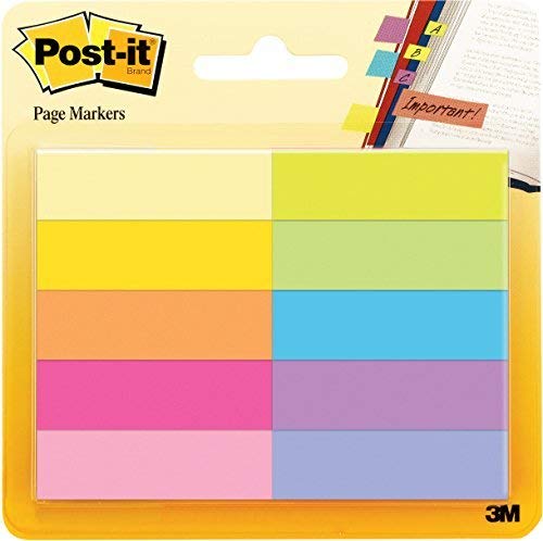 Post-it Segnapagina in Carta, 10 Colori Assortiti, 12.7 x 44 mm, 10