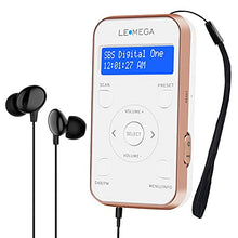 Carica l&#39;immagine nel visualizzatore di Gallery, LEMEGA PR1 Pocket DAB/DAB+/FM Radio, Radio portatile dal design sportivo con auricolare, batteria ricaricabile, 20 stazioni preimpostate, orologio, allarme, display LCD. - Champagne