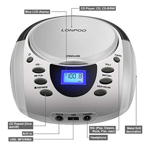 LONPOO Lettore CD Portatile, Radio Portatili Boombox MP3 Portatili...