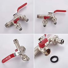 Carica l&#39;immagine nel visualizzatore di Gallery, Ibergrif M22203 Rubinetto Giardino Doppio con Connettore, antigelo -10℃, alta Temperatura 120℃, centralina di irrigazione a 2 vie, Rubinetto esterno, ottone, ingresso acqua G1/2&quot;,Giardino,Lavatrice