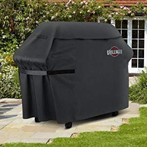 Grillman Premium BBQ Grill, Resistente Copertura per Barbecue Weber, Brinkmann, Char Broil, ECC. Resistente agli Strappi, ai Raggi UV e all'Acqua, 147 cm, Nero