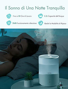 Homasy Umidificatore Ambiente Bambini 2,5L, Ultrasuoni a Bianco - Ilgrandebazar