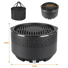 Carica l&#39;immagine nel visualizzatore di Gallery, Barbecue a Carbone, Barbecue a Carbonella Senza Fumo, Grill da Tavolo, Barbecue Portatile Ø 34 x 22 cm, con Ventilatore Incorporato, Porta USB e Borsa per Il Trasporto, per Balcone, Campeggio, Picnic