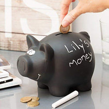 Carica l&#39;immagine nel visualizzatore di Gallery, Out of the blue Salvadanaio in Ceramica, Maialino Nero con Gesso per... - Ilgrandebazar