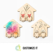 Carica l&#39;immagine nel visualizzatore di Gallery, LAC Portachiavi Coppia Lui e Lei in Legno | Portachiavi Casa Nuova Regalo Coppia Amore | Portachiavi Prima Casa Idee Regalo Anniversario Matrimonio | Portachiavi Donna Uomo Regali Natale