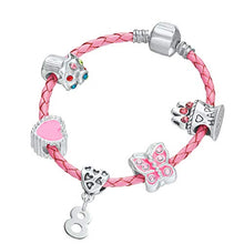 Carica l&#39;immagine nel visualizzatore di Gallery, Hut - Bracciale in pelle rosa con ciondoli, per bambini, sacchetto... - Ilgrandebazar