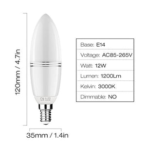 Yiizon LED E14 12W lampadine a candela, 100W equivalenti a Bianca Calda - Ilgrandebazar