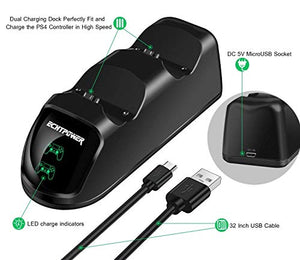 Ricarica Controller PS4 ,ECHTPower Docking Station e Verde&Rosso LED