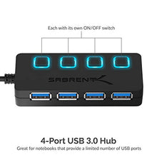 Carica l'immagine nel visualizzatore di Gallery, Sabrent a 4 porte Hub USB 3.0 con interruttori di alimentazione individuali...