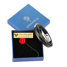 Carica l&#39;immagine nel visualizzatore di Gallery, Gkmamrg - Bracciale da uomo in pelle con incisione DAD, confezione...